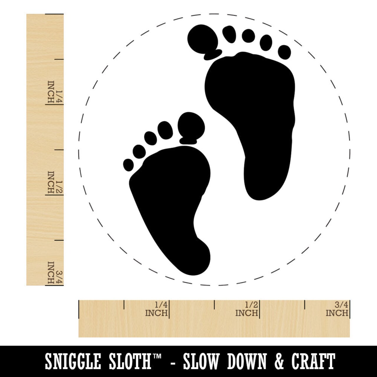 Cute Baby Footprints Silhouette Rubber Stamp for Stamping Crafting Planners